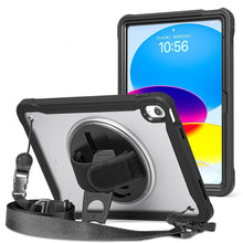 Load image into Gallery viewer, ProElite Cover for iPad (A16) 11th/10th Gen (2025/2022) Case, Rugged Shockproof Armor case for iPad 11th/10th Gen with Hand Grip and Rotating Kickstand (Transparent Back) with Should Strap, Black
