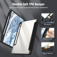 Load image into Gallery viewer, ProElite Cover for Samsung Galaxy Tab S10 Lite 10.9"/ Tab S9 FE 10.9 inch/Tab S10 FE/Tab S9 11" Cover Case, Smart Flip Case Cover with S Pen Holder, Flowers [Transparent Back]
