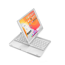 Load image into Gallery viewer, {Refurbished} ProElite Rotatable Wireless Bluetooth TouchPad Keyboard flip case Cover for Apple iPad 10.2 inch 9th/8th/7th Generation, Built-in 7-Colors Backlit, Silver
