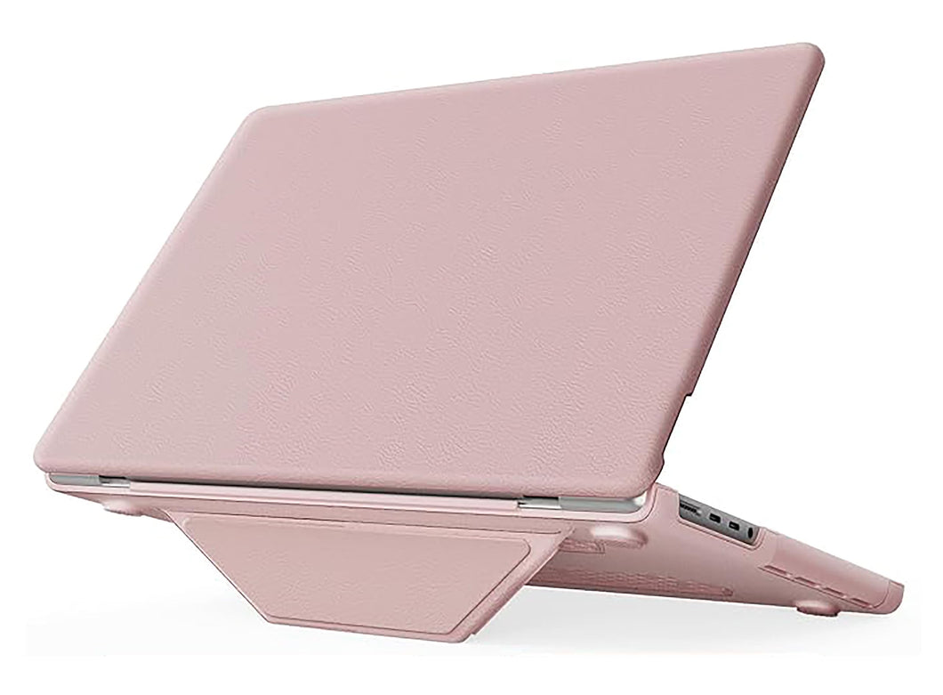 ProElite Case for MacBook Pro 13 inch M2 2024, 2023, 2022-2016 A2338 M1 A2251 A2289 A2159 A1989 A1708 A1706, Slim Leather Case with Foldable stand, Pink