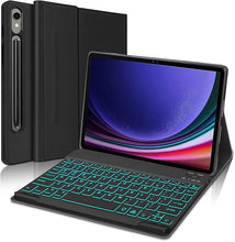 Load image into Gallery viewer, (Refurbished) ProElite Keyboard case for Samsung Galaxy Tab S9 11 inch/S9 FE 10.9 inch, Magnetic Detachable Wireless Bluetooth Keyboard Built-in 7-Colors Backlit, Black
