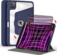 Load image into Gallery viewer, ProElite for iPad Air 5th/4th Gen 10.9&quot; &amp; Pro 11 inch cover, 360 Degree Rotatable Flip Cover for Apple iPad Air 5th/4th Gen 10.9&quot; &amp; Pro 11 inch 2022/2021/2020, Transparent Back with pencil holder, Dark Blue

