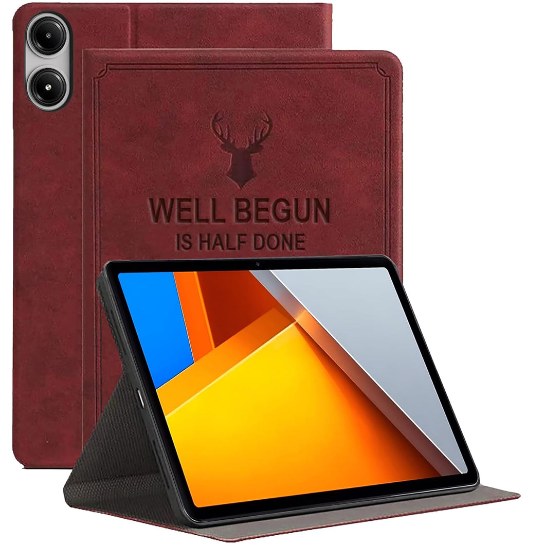 ProElite Case Cover for Poco Pad 12.1 inch Case, Deer Flip case Cover for Poco Pad 12.1 inch Tablet [Auto Sleep Wake Feature], Wine Red