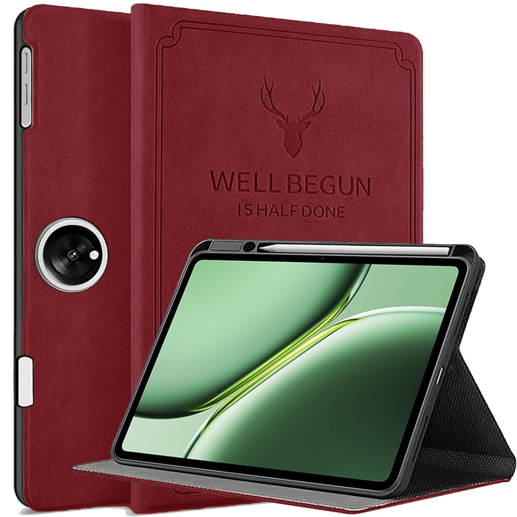 ProElite Case Cover for OnePlus Pad 2 12.1 inch Case, Deer Flip case Cover for OnePlus Pad 2 12.1 inch Tablet with holder [Auto Sleep Wake Feature], Wine Red