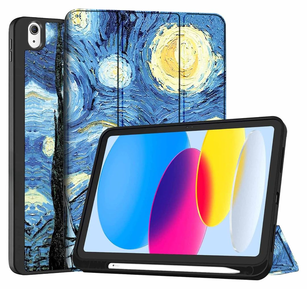 ProElite Smart Case for iPad (A16) 11th/10th Generation (2025/2022) [Auto Sleep/Wake Cover] [Left Side Pencil Holder] [Soft Flexible Case] Recoil Series - Starry Night