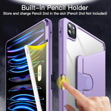 Load image into Gallery viewer, ProElite Rotating Case for Apple iPad Pro 13 inch 2024 M4 with Pencil Holder, 360 Degree Rotation Protective Stand Cover Clear Back for iPad Pro 13 2024, Auto Wake/Sleep, Lavender
