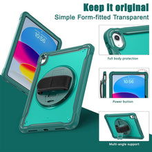 Load image into Gallery viewer, ProElite Cover for iPad (A16) 11th/10th Gen (2025/2022) Case, Rugged Shockproof Armor case for iPad 11th/10th Gen with Hand Grip and Rotating Kickstand (Transparent Back) Should Strap, Midnight Green
