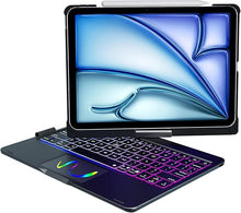 Load image into Gallery viewer, {Refurbished} ProElite Rotatable Bluetooth TouchPad Keyboard case Cover for Apple iPad Air 11 inch M3/M2 2025/2024, Pro 11 inch 4th/3rd Gen 2022/2021 &amp; Air 5th/4th Gen 10.9 inch, Built-in 7-Colors Backlit, Black
