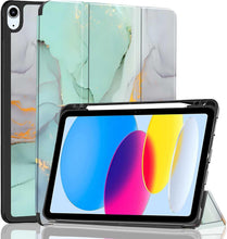 Load image into Gallery viewer, ProElite Case Cover for Apple iPad (A16) 11th/10th Generation (2025/2022), Smart Case for iPad 11th/10th Gen [Auto Sleep/Wake Cover] [Pencil Holder] [Soft Flexible Case] Recoil Series - Marble Green
