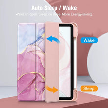 Load image into Gallery viewer, ProElite Case Cover for Apple iPad Pro 11 inch M4 2024 Cover, Smart Flip Case for Apple iPad Pro 11 inch M4 2024, Transparent Smart Flip Cover with Pencil Holder, Marble Pink
