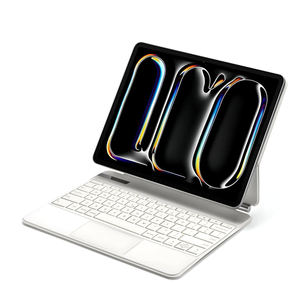 Refurbished ProElite Magnetic Bluetooth TouchPad Keyboard case for Apple iPad Pro 13 inch 2024/2025 M4/M5 Floating Cantilever Design Apple iPad Pro 13 inch M4/M5 2024/2025, White