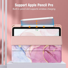 Load image into Gallery viewer, ProElite Case Cover for Apple iPad Air 13 inch M3/M2 2025/2024 Cover, Transparent Smart Flip Cover for iPad Air 13 inch M3/M2 2025/2024 with Pencil Holder, Marble Pink
