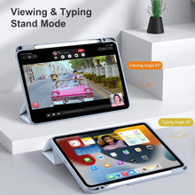 Load image into Gallery viewer, ProElite Hybrid Detachable Magnetic Case Cover for Apple iPad Air 10.9 inch 5th/4th Generation with Pencil Holder, Haze Blue [Transparent Back]
