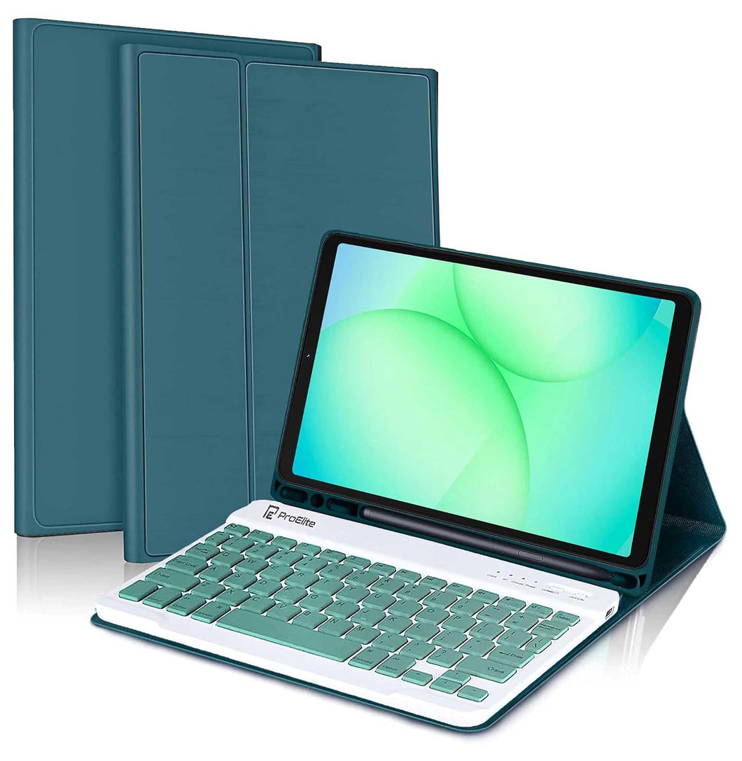 ProElite Keyboard case Cover for Samsung Galaxy Tab A11 8.7 inch/A9 8.7 inch, Magnetic Detachable Wireless Bluetooth Keyboard with S Pen Holder Built-in 7-Colors Backlit, Dark Green