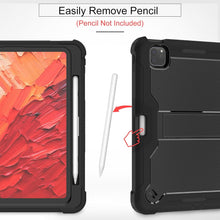 Load image into Gallery viewer, ProElite Rugged Shockproof Heavy Duty Back Case Cover for Apple iPad Pro 11 inch 2024/2025 M4/M5 5th/6th Gen with Apple Pencil Holder, Black
