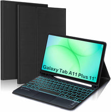 Load image into Gallery viewer, ProElite TouchPad Keyboard case for Galaxy Tab A11 Plus 11 inch with S Pen Holder, Magnetic Detachable Wireless Bluetooth TouchPad Keyboard Built-in 7-Colors Backlit, Black

