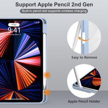 Load image into Gallery viewer, ProElite Hybrid Detachable Magnetic Case Cover for Apple iPad Air 10.9 inch 5th/4th Generation with Pencil Holder, Haze Blue [Transparent Back]

