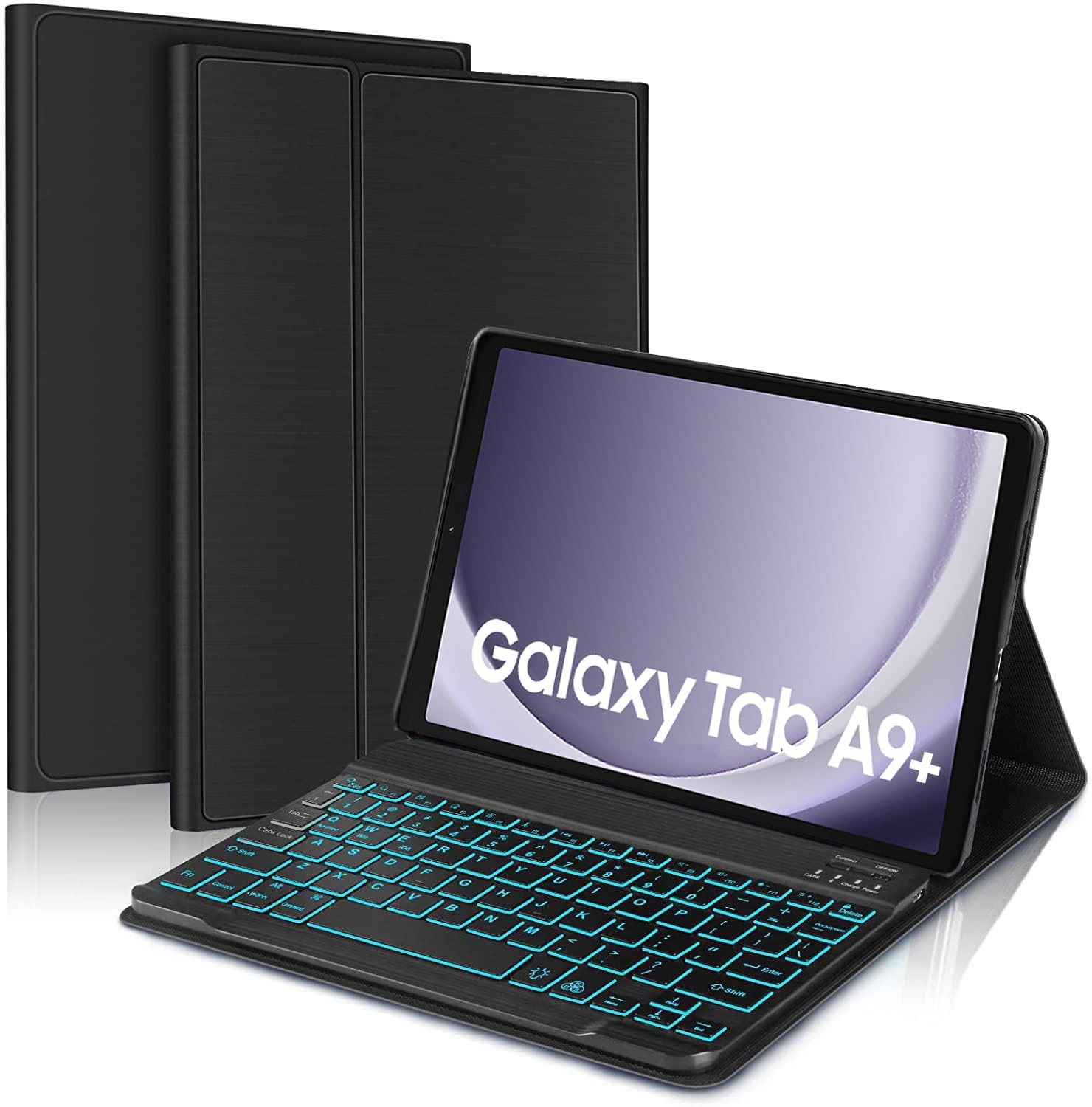 ProElite Keyboard case for Samsung Galaxy Tab A9 Plus 11 inch, Magnetic  Detachable Wireless Bluetooth Keyboard Built-in 7-Colors Backlit, Black