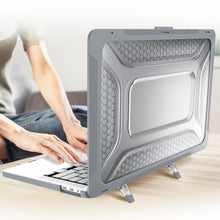 Load image into Gallery viewer, ProElite Case for MacBook Pro 13 inch Case M2 2024, 2023, 2022-2016 A2338 M1 A2251 A2289 A2159 A1989 A1708 A1706, Heavy Duty Honeycomb Hard Shell with Slim TPU Bumper and Fold Kickstand, Grey
