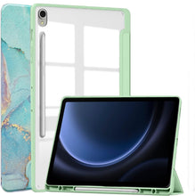 Load image into Gallery viewer, ProElite Cover for Samsung Galaxy Tab S9 FE 10.9 inch Cover Case, Smart Flip Case Cover for Samsung Galaxy Tab S9 FE 10.9 inch with S Pen Holder, Marble Green [Transparent Back]
