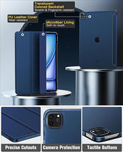 Load image into Gallery viewer, ProElite Case Cover for Apple iPad Air 13 2025/2024 M3/M2 Cover, Smart Flip Case for Apple iPad Air 13 inch M3/M2 with Pencil Holder, Translucent Back, Dark Blue
