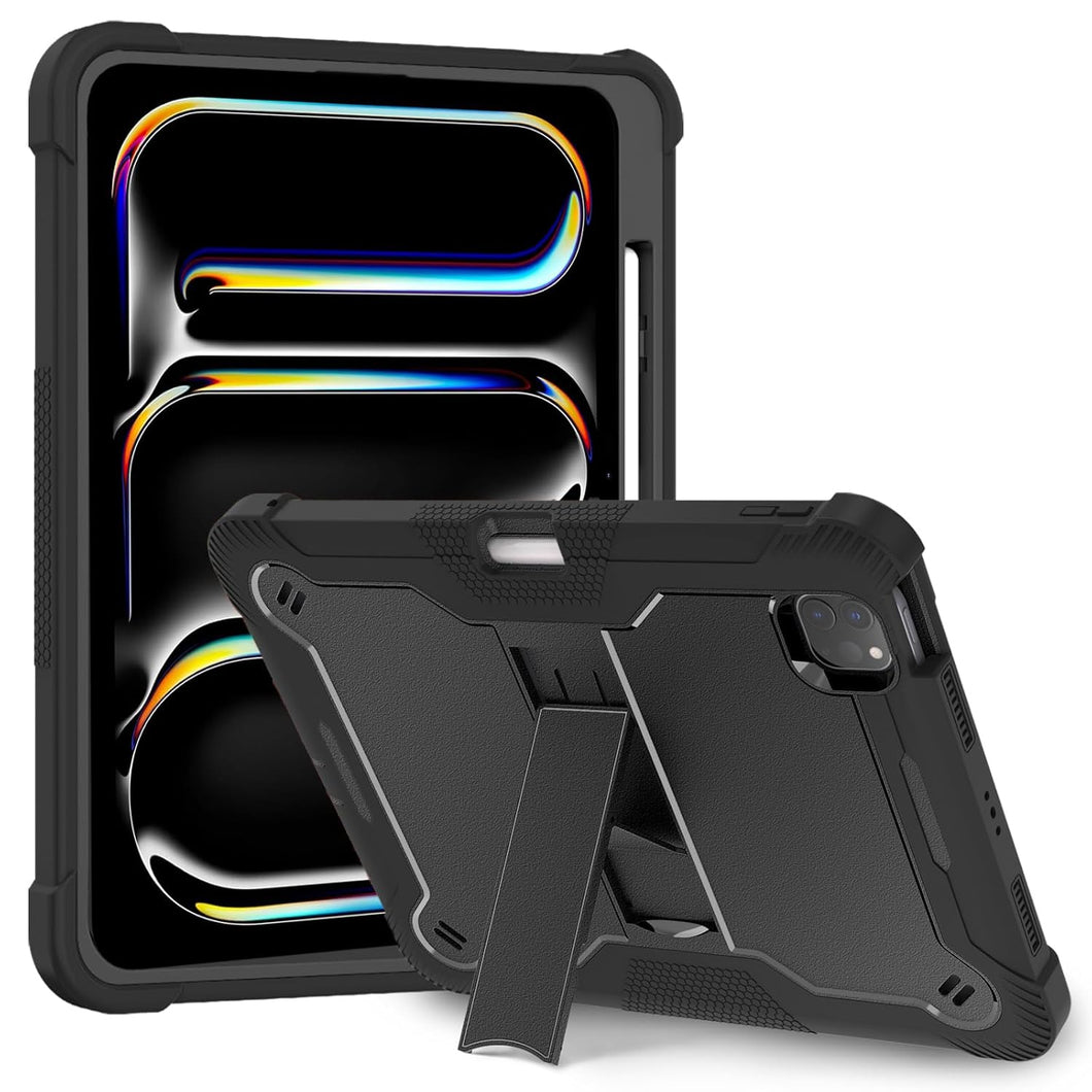 ProElite Rugged Shockproof Heavy Duty Back Case Cover for Apple iPad Pro 11 inch 2024/2025 M4/M5 5th/6th Gen with Apple Pencil Holder, Black