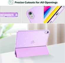 Load image into Gallery viewer, ProElite Case Cover for Apple iPad (A16) 11th/10th Generation (2025/2022), Transparent case cover with pencil holder for iPad 11th/10th Gen 2025/2022, Glittering Purple
