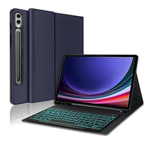 Load image into Gallery viewer, ProElite Keyboard case for Samsung Galaxy Tab S9 Ultra/S10 Ultra 14.6 inch with S Pen Holder, Magnetic Detachable Wireless Bluetooth Keyboard Built-in 7-Colors Backlit, Dark Blue
