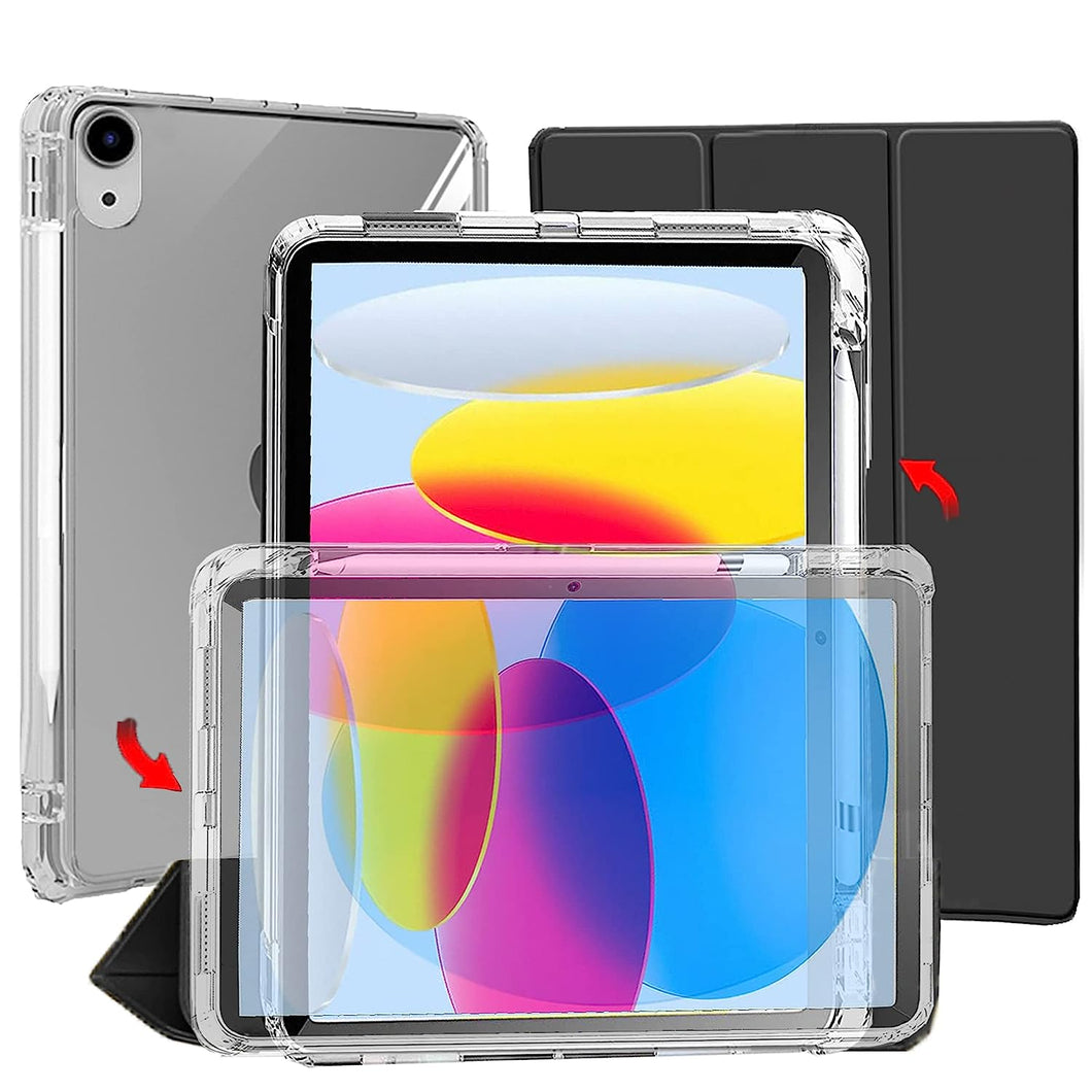 ProElite Case Cover for iPad (A16) 11th/10th Gen (2025/2022) Case, Sliding Detachable Smart Flip Case Cover for Apple iPad 11th/10th Gen with Pencil Holder, Black