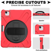 Load image into Gallery viewer, ProElite Rugged 3 Layer Armor case Cover for Apple iPad Air 11 M3/M2, iPad Air 5th/4th Gen 10.9 inch with Hand Grip, Pencil Holder and Rotating Kickstand, Red
