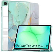 Load image into Gallery viewer, ProElite Cover for Samsung Galaxy Tab A11 Plus 11 inch 2025, Smart Flip Case Cover for Samsung Galaxy Tab A11+ 11" 2025 with Pen Holder, Marble Green [Transparent Back]
