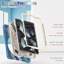 Load image into Gallery viewer, ProElite Rugged 3 Layer Armor case cover for Apple iPad Air 11 M3/M2, iPad Air 5th/4th Gen 10.9&quot; with Hand Grip, Pencil holder and Rotating KickStand, Rainbow Blue
