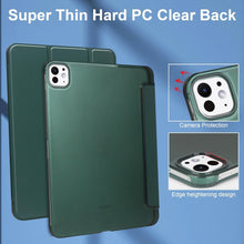 Load image into Gallery viewer, ProElite Case Cover for Apple iPad Pro 13 M4 2024 cover, Smart Translucent &amp; Hard Back Case for Apple iPad Pro 13 inch M4 2024 with Pencil Holder [Support Auto Sleep/Wake ], Dark Green
