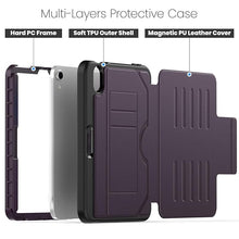 Load image into Gallery viewer, ProElite Case Cover for Apple iPad Mini 6/Mini 7 8.3 inch, Smart Magnetic Shockproof Protective Case for Apple iPad Mini 6/Mini 7 8.3 inch 5 Stable Stands with Pencil Holder, Dark Purple
