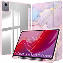 Load image into Gallery viewer, ProElite Cover for Lenovo idea Tab 11 inch 2025, Smart Flip Case Cover for Lenovo idea Tab 11 inch 2025 with Pen Holder, Marble Pink [Transparent Back]
