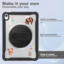 Load image into Gallery viewer, ProElite Cover for iPad (A16) 11th/10th Gen (2025/2022) Case, Rugged Shockproof Armor case for iPad 11th/10th Gen with Hand Grip and Rotating Kickstand (Transparent Back) with Should Strap, Black
