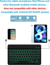 Load image into Gallery viewer, ProElite Ultra-Slim Bluetooth Keyboard Upto 11.5 inch Portable Mini Wireless Rechargeable Keyboard for Apple iPad, iPhone, Samsung/Lenovo Tablets, iPadOS/iOS/Android Built-in 7-Colors Backlit, Black
