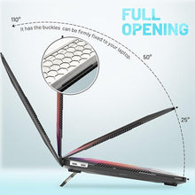 Load image into Gallery viewer, ProElite Transparent Case for MacBook Air 13 inch M2 2025/2024 M1 2021 2020 Release A2337 A2179 A1932 Model Touch ID, Heavy Duty Honeycomb Hard Shell with Slim TPU Bumper and Fold Kickstand, Black
