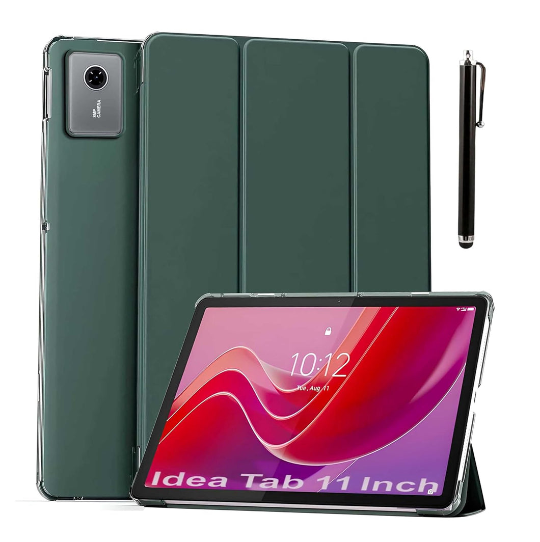 ProElite Case Cover for Lenovo idea Tab 11 inch Cover, Smart Flip Case Lenovo idea Tab 11 inch 2025 Tablet Translucent Back with Stylus Pen, Dark Green
