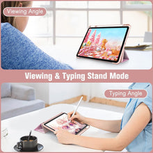 Load image into Gallery viewer, ProElite Case Cover for Apple iPad (A16) 11th/10th Generation (2025/2022), Transparent case Cover with Pencil Holder for iPad 11th/10th Gen 2025/2022, Marble Rose Pink
