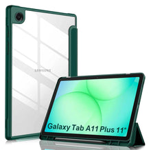 Load image into Gallery viewer, ProElite Cover for Samsung Galaxy Tab A11 Plus 11 inch 2025, Smart Flip Case Cover for Samsung Galaxy Tab A11 Plus 11 inch 2025 with Pen Holder, Dark Green [Transparent Back]
