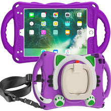 Load image into Gallery viewer, ProElite Tough Kids case Cover for Apple iPad 9.7&quot; 2017 2018 5th Gen/6th Gen Air 1 Air 2 Pro 9.7 (A1893/A1954) with Rotating Kickstand &amp; Shoulder Strap, Purple

