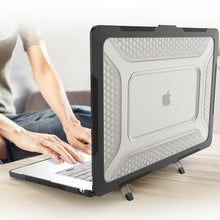 Load image into Gallery viewer, ProElite Case for MacBook Air 15 Case 2023 2024 2025 Release M4 M3 A3114 M2 A2941 with Liquid Retina Display &amp; Touch ID,Heavy Duty Honeycomb Hard Shell with Slim TPU Bumper &amp; Fold Kickstand, Black
