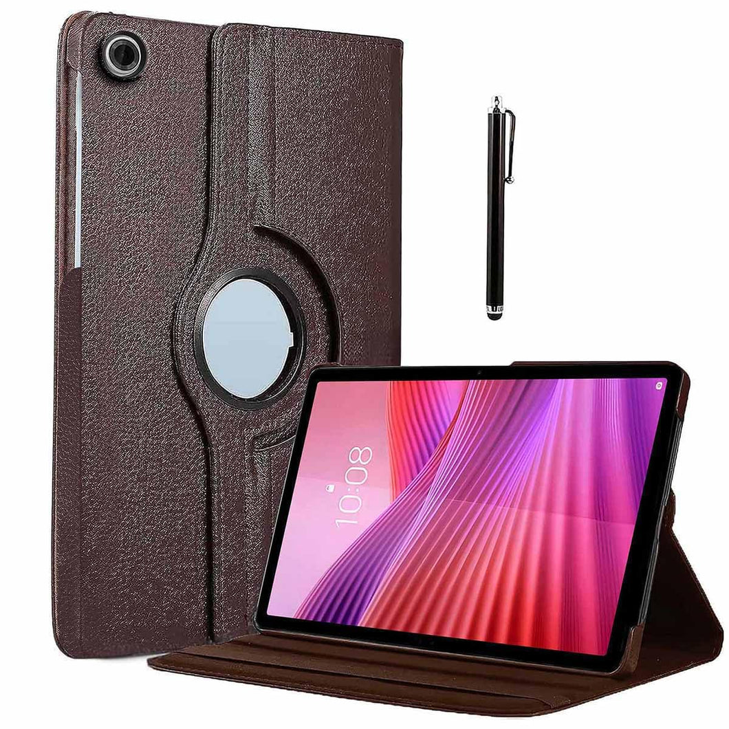 ProElite Cover for Lenovo Tab 10.1 inch 2025, 360 Rotatable Smart Flip Case Cover for Lenovo Tab 10.1 inch 2025 Tablet with Stylus Pen, Brown