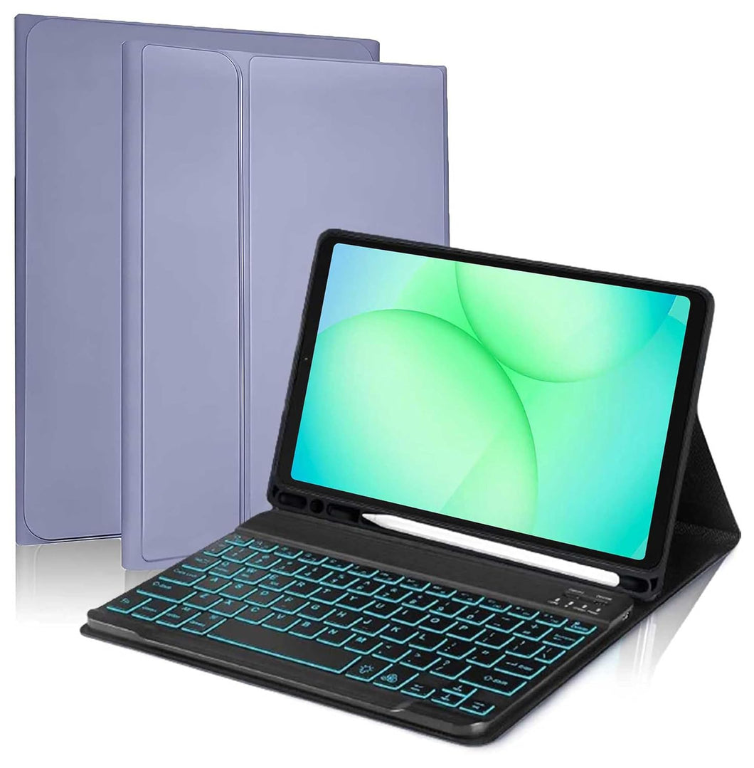 ProElite Keyboard case Cover for Samsung Galaxy Tab A11 8.7 inch/A9 8.7 inch, Magnetic Detachable Wireless Bluetooth Keyboard Case with S Pen Holder Built-in 7-Colors Backlit, Lavender