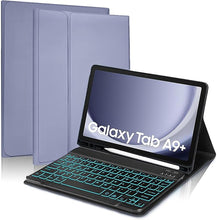 Load image into Gallery viewer, {Refurbished} ProElite Keyboard case Cover for Samsung Galaxy Tab A9 Plus 11 inch with S Pen Holder Magnetic Detachable Wireless Bluetooth Keyboard Built-in 7-Colors Backlit, Lavender
