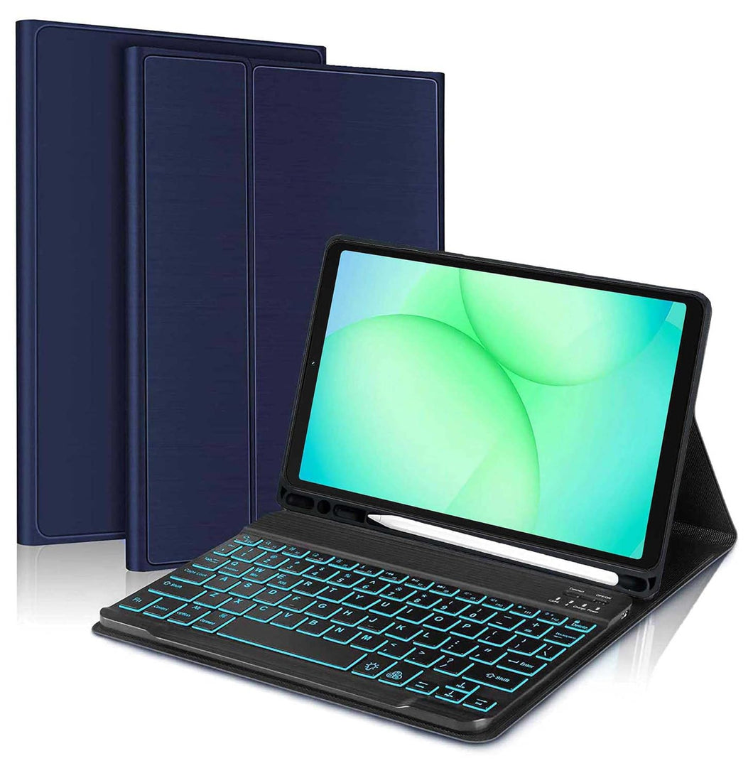 ProElite Keyboard case Cover for Samsung Galaxy Tab A11 8.7 inch/A9 8.7 inch, Magnetic Detachable Wireless Bluetooth Keyboard with S Pen Holder Built-in 7-Colors Backlit, Dark Blue