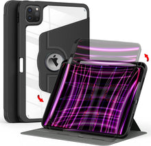 Load image into Gallery viewer, ProElite Cover for iPad Pro 12.9 Cover Case, 360 Degree Rotatable Smart Flip Case Cover for Apple iPad Pro 12.9 inch 2022/2021 6th/5th Gen, Transparent Back with Pencil Holder, Black
