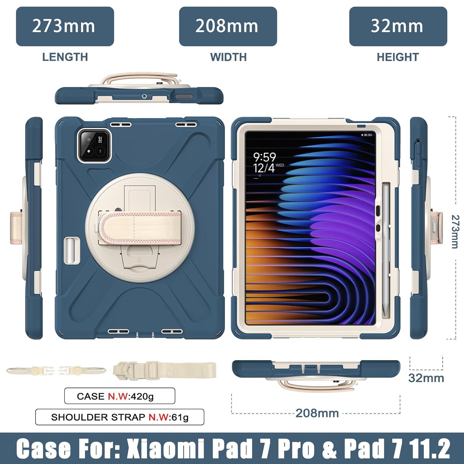 ProElite Cover for Xiaomi Mi Pad 7/7 Pro 11.2 inch Case, Rugged 3