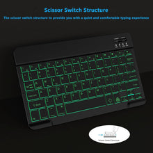 Load image into Gallery viewer, ProElite Ultra-Slim Bluetooth Keyboard Upto 11.5 inch Portable Mini Wireless Rechargeable Keyboard for Apple iPad, iPhone, Samsung/Lenovo Tablets, iPadOS/iOS/Android Built-in 7-Colors Backlit, Black
